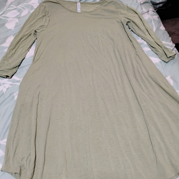 Zenana Premium Olive 3/4 Sleeve Dress - Picture 1 of 11